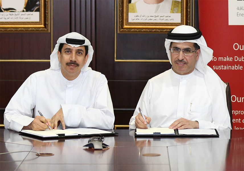 H.E. Saeed Mohammed Al Tayer, Vice-Chairman of the Dubai Supreme Council of Energy (DSCE) and Chairman of Etihad Energy Service Company (ESCO), sign an Energy Performance Contract with H.E. Essa KazimGovernor of Dubai International Financial Centre (DIFC).