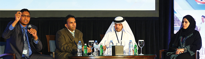 L-R: Dr Esam Elsarrag, P.R. Jagannathan, Jasim Mohamed Al Ali, Anwaar Al Shimmari