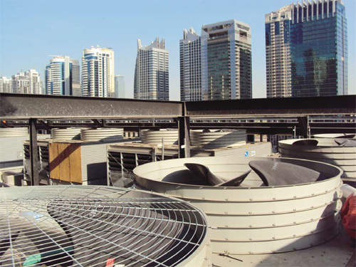 Cooling towers with ultra low-noise fan installed by Baltimore Aircoil Gulf at Emaar Plaza Baltimore Aircoil Gulf