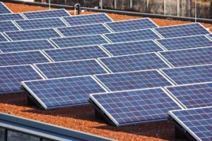 A refurbished house roof with solar energy panels